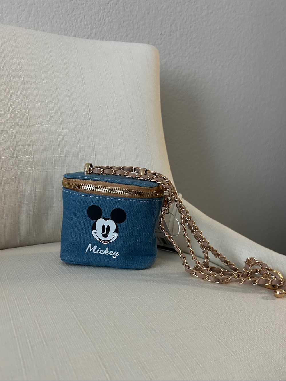 Disney Denim Mini Crossbody with Mickey and Gold Chain